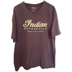 Indian Motorcycle Spirit Lake Iowa Mens XL Brown Graphic Tee